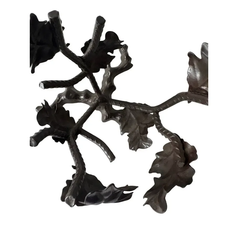Vintage Twisted Metal Leaf Candle Holder Brutalist Rustic Sculptural 5”